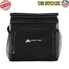 24-Can Soft Cooler W/ Expandable Top Compartment & Removable Hard-liner Black US