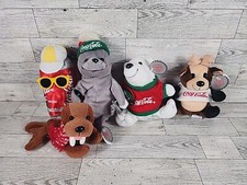 Coca-Cola Bean Bag Plush 5 Doll Lot 1997 Bear Seal Deer Walrus Can Vintage