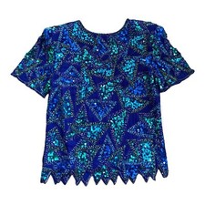Vintage Sequin Beaded Holiday Blouse