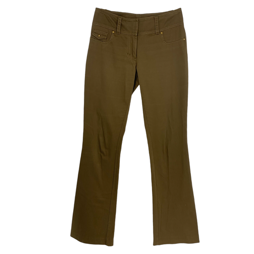 Pantalones Britney vintage Y2K Cache talla 0 marrón oliva tiro bajo cintura ancha corte bota - Imagen 2 de 6