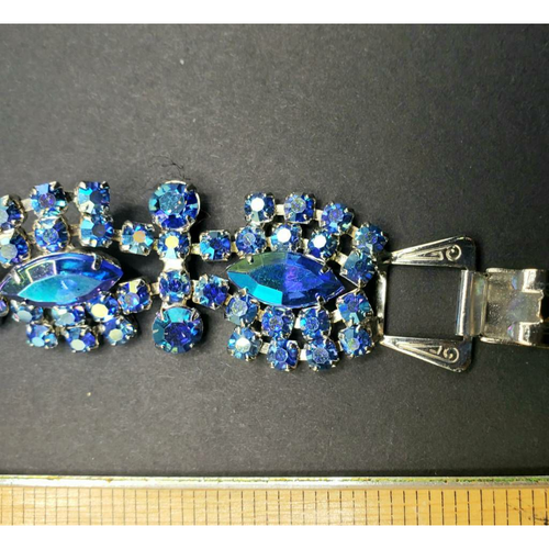 Statement Womens Cuff Bracelet Blue Crystal Rhinestones Jeweled Faceted - 第 6/12 張圖片