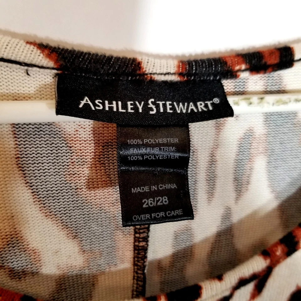 Suéter Ashley Stewart Para Mujer 26/28 Estampado Animal Negro Imitación Piel Borde Puños Dobladillo Foto 2 de 4