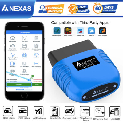 Automotive Car Bluetooth OBDII OBD2 Scanner Diagnostic Scan Tool Code Reader New
