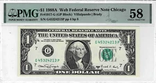 1988A Federal Reserve 'WEB'note-fr.1917-G (GP Block)Run 8 4/8-PMG Choice AU 58