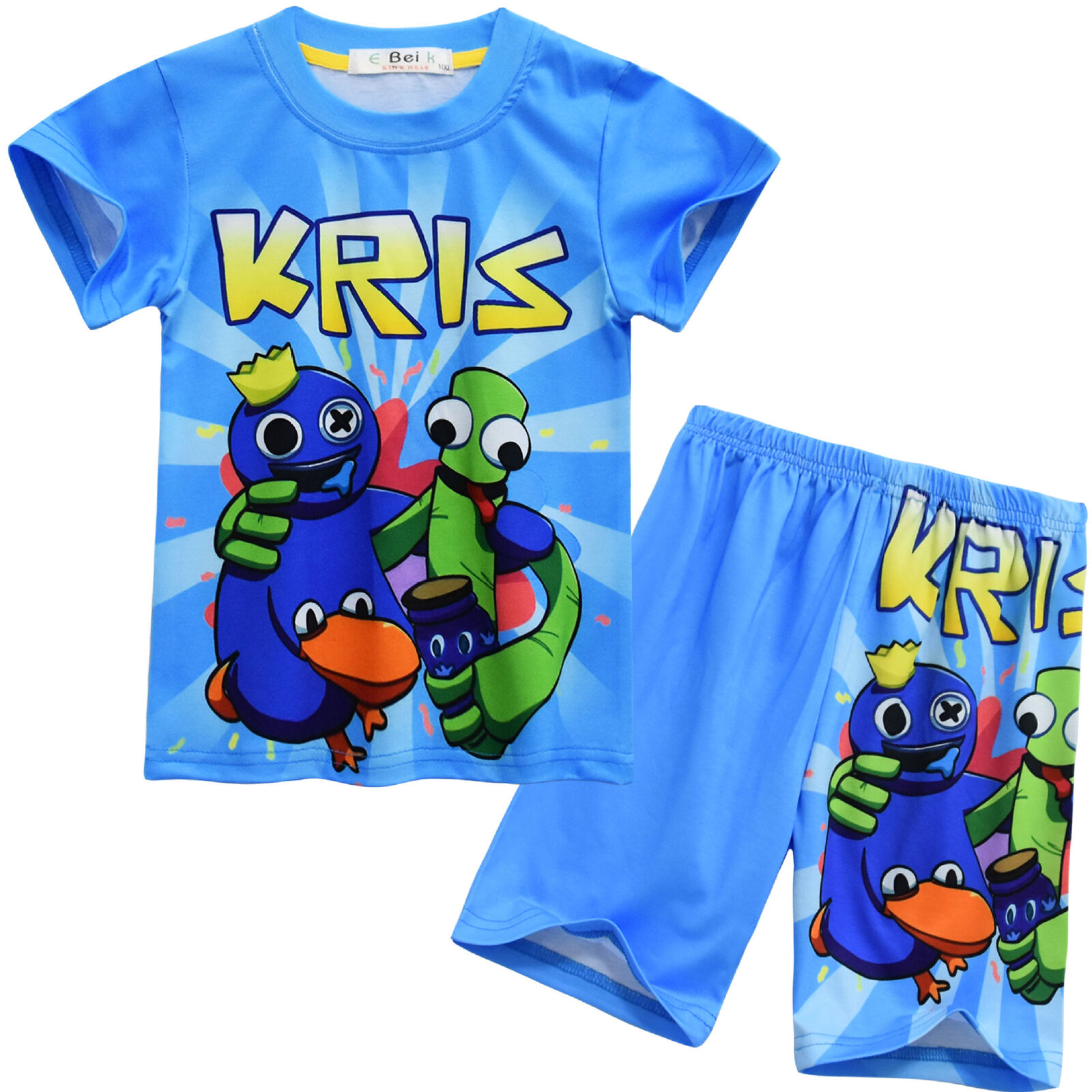 Roblox Rainbow Friends Print Kids Boys Short Sleeve T-shirts Tops + Elastic  Waist Joggers Pants Set Clothes Outfits