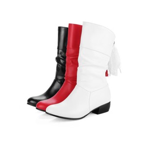 red low heel boots