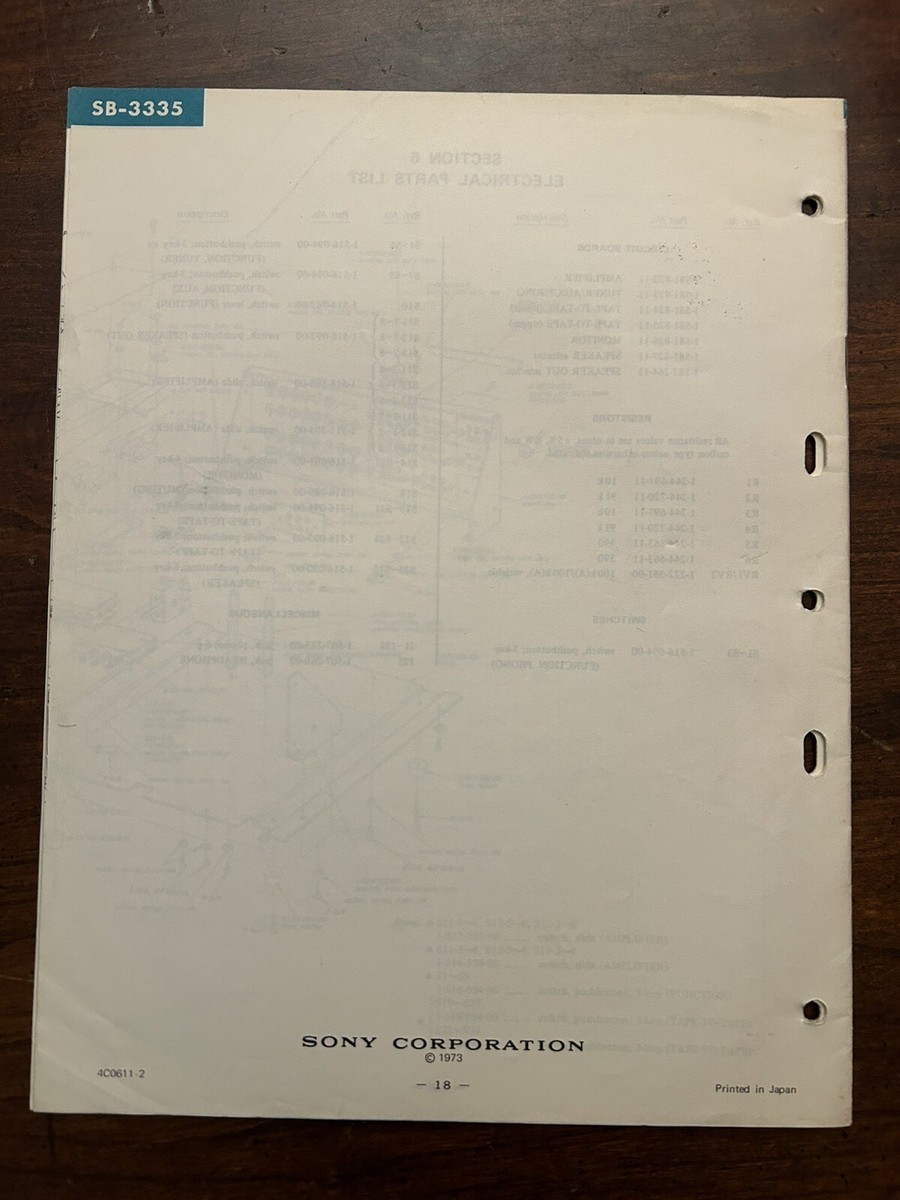 Sony SB-3335 System Selector Service Manual OEM Vintage Repair