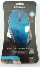 BLUE Verbatim Wireless 8-Button Mouse for Mac Windows Desktop PC Laptop Gaming
