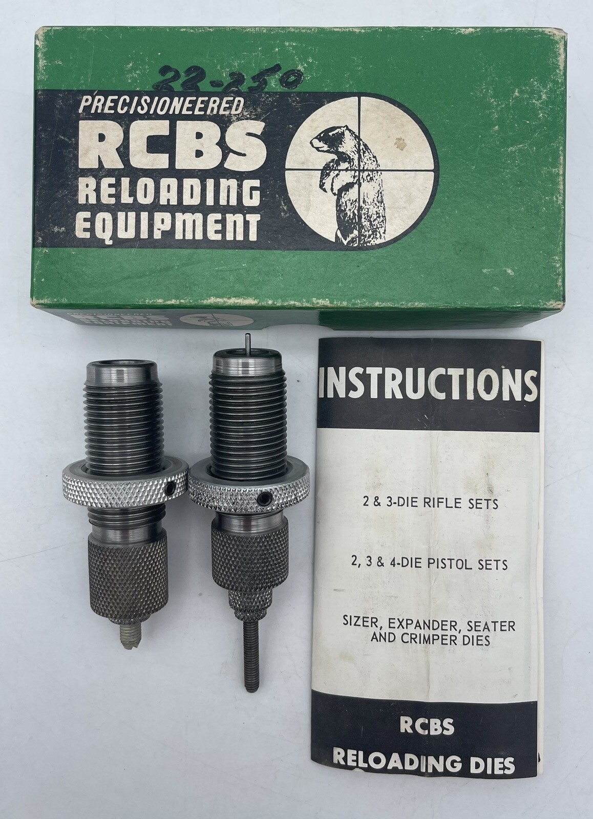 RCBS 2 Die Sizer & Seating Set For 22250 Rifle Reloading Equipment
