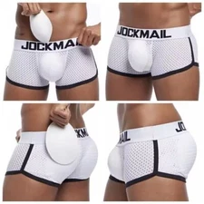 JOCKMAIL Mens boxer briefs Sexy mesh underwear Prone Cup trunks Gym underpants