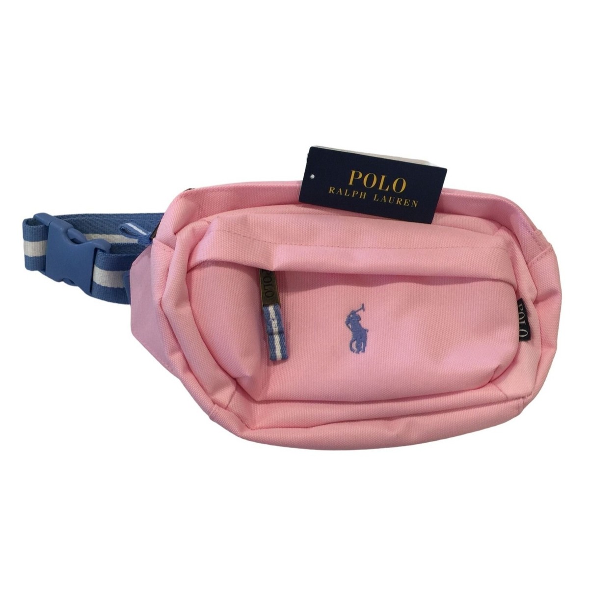 POLO RALPH LAUREN Pink Waist Pack Adjustable Blue White Striped Strap | eBay