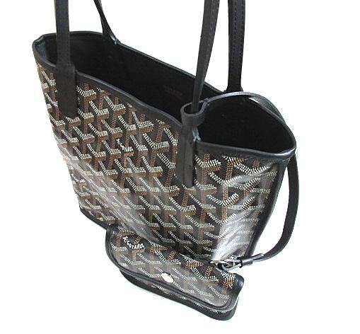 希少品◆入手困難♪【GOYARD】ミニ ブラック & タン ANJOU tote NEW Goyard Mini Anjou Black and Tan Bag Tote Double Sided