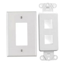 White 2 Port Decora Keystone Snap-in Jack Modular Wall Insert Cover Plate (1/pk)