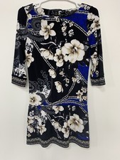 White House Black Market Womens XS X-Small Floral 3/4 Sleeve Dress