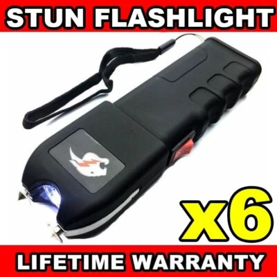 CHEETAH 6PC Tactical Stun Gun 999MV Rechargeable Law Enforcement LED Flashlight Security