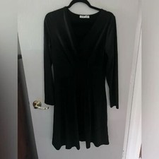 DressFo women’s black dress faux wrap detail short| knee length size 10 US