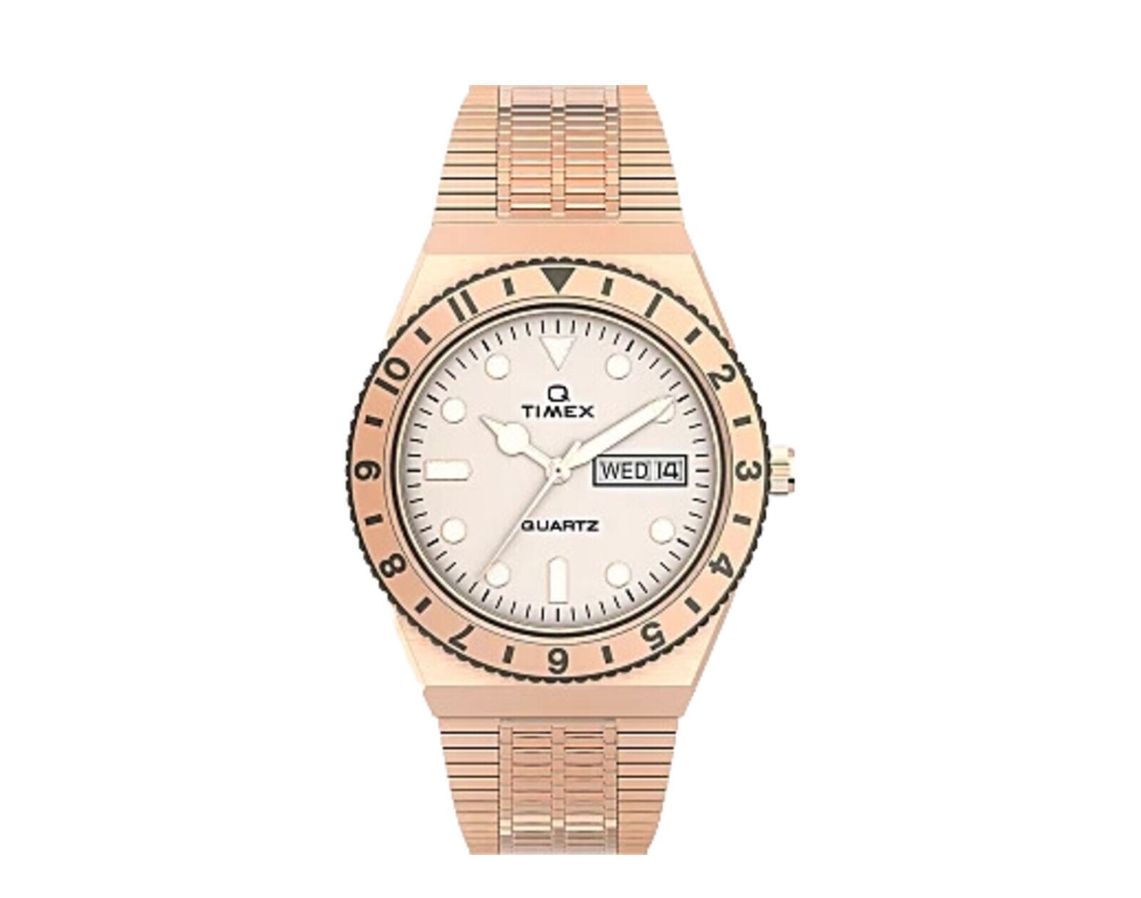 Timex Q 36mm Stainless Steel Bracelet Rose-Gold/Cream Women's Watch TW2U95700VQ