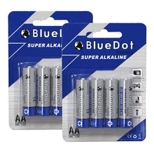 2-(4) Packs AA Batteries-Alkaline 1.5v NEW Fresh from Factory! 8 QTY