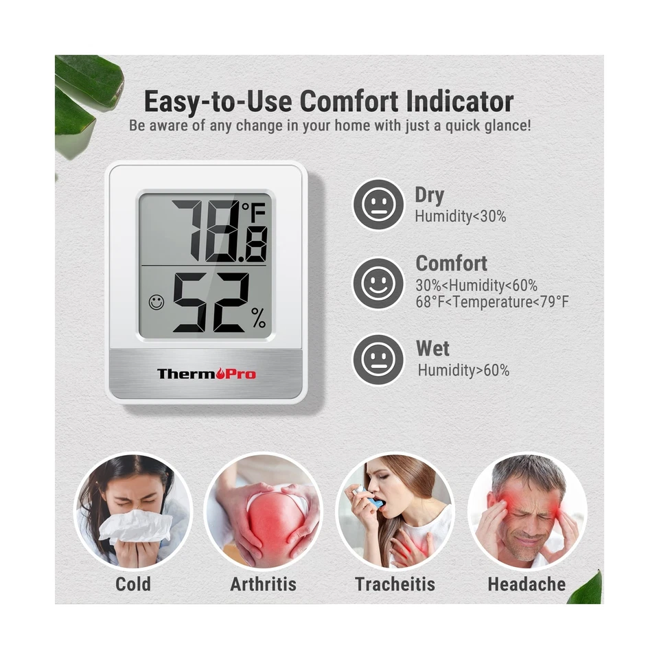 ThermoPro TP49 Digital Hygrometer Indoor Thermometer Humidity Meter Room Ther... - Image 3 of 4