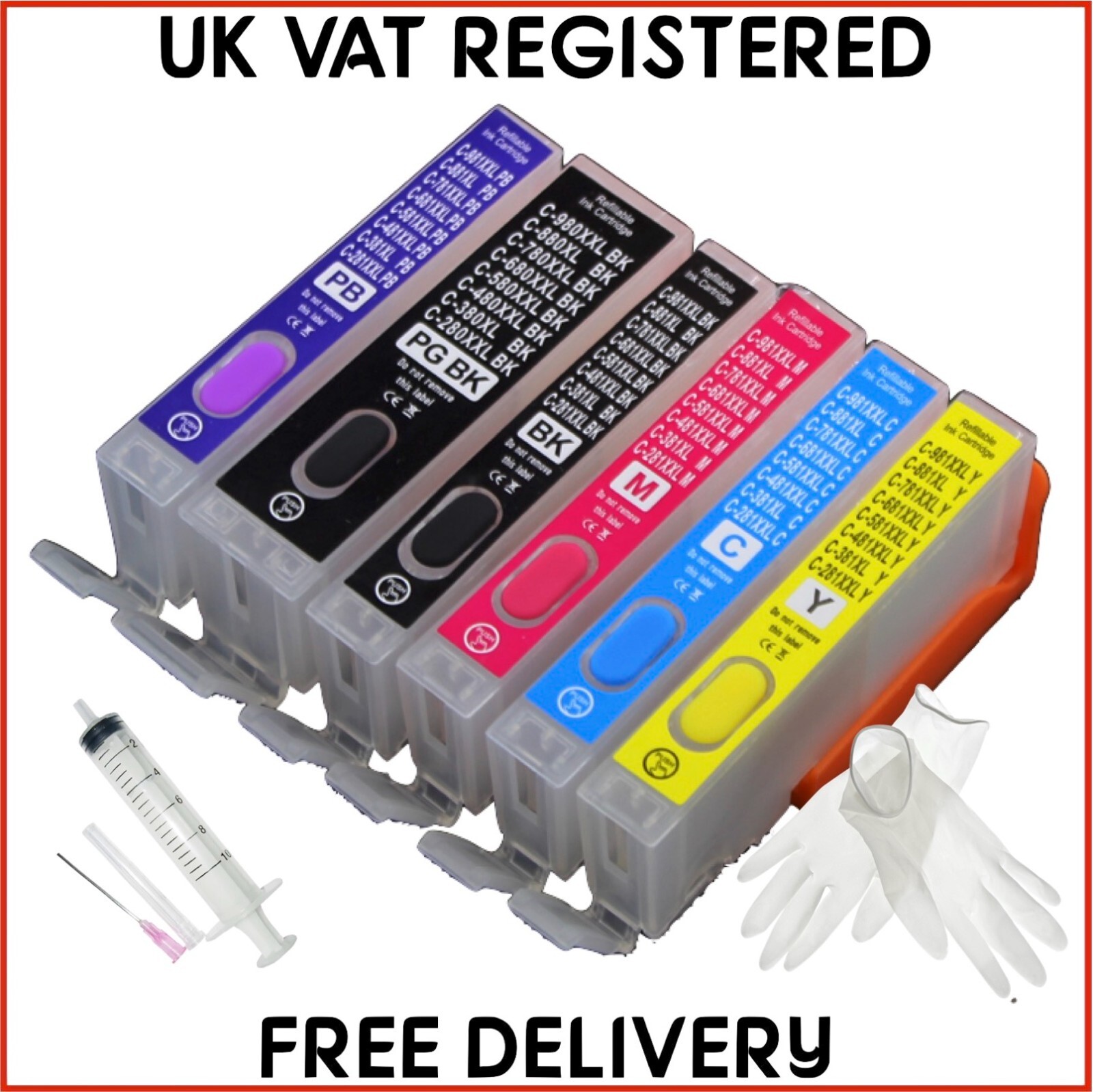 580XL & 581XL Refillable Cartridges For Canon TS8252 TS705 TS705a LOT