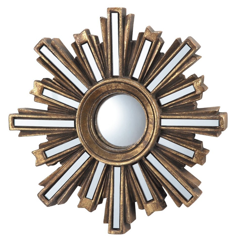 Small Antique Gold Home Decorative Sunburst Convex Wall Mirror eBay