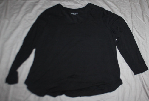 Womens Plus Long Sleeve Top Black Shirt Stretch Size 2X