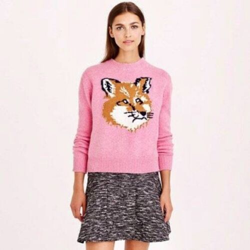 RARE Maison Kitsune Big Fox Head Wool Pullover Sweater Pink XS | eBay