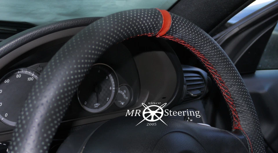 PARA MAZDA 6 MK1 2002-07 CUBIERTA VOLANTE CUERO PERFORADO + CORREA ROJO OSCURO Foto 3 de 4