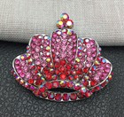 Rhinestone Crown Brooch Pin/Pendant Women's Red Pink Crystal