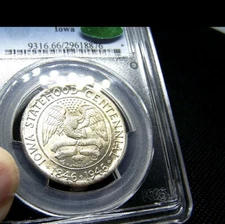 1946 Iowa Commemorative PCGS MS66 50c Silver CAC Green Bean Half Dollar Rare