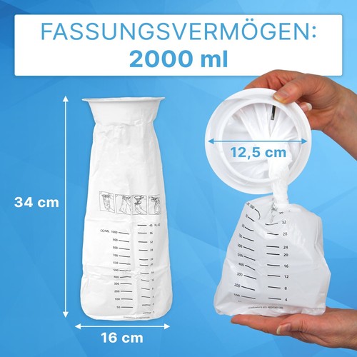 Spuckbeutel mit Mundstück 25 Stk Brechbeutel 2000ml ARNOMED Auffangbeutel dicht - Bild 5 von 7