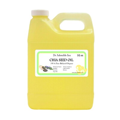 CHIA SEED OIL REFINED Organic Pure Cold Pressed Fresh Skin Hair Care Carrier Oil