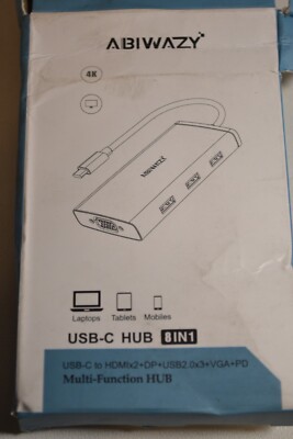 ABIWAZY 8-in-1 USB-C Docking Station Multiple Monitor Hub Adapter AB184D