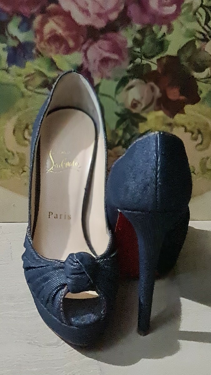 Christian Louboutin Denim High Heel Open Toe Shoes EU Sz.36 130mm