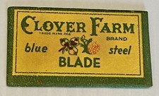 Antique CLOVER FARM Blue Steel Razor Blade Shaving Vanity Advertising NOS NIP
