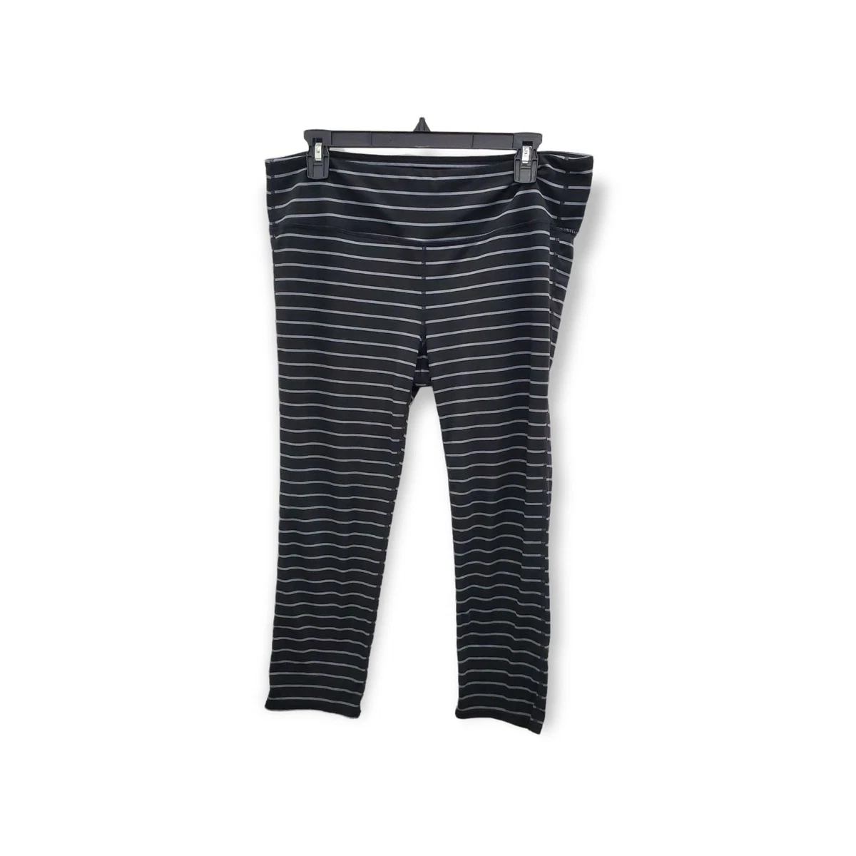 Athleta Women s Chataranga Black White Stripe Cropped Yoga Athletic Leggings XLT