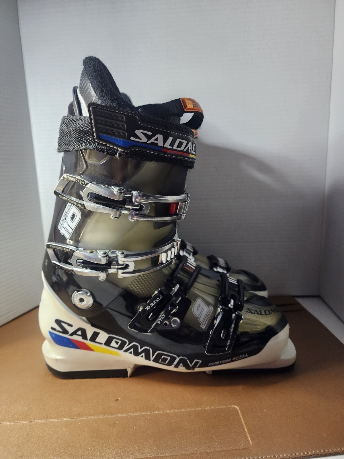 Scarponi da sci discesa Salomon Energyzer 110 nero bianco fibbia 3D uomo 26 26 5