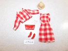 Barbie:  VINTAGE Complete Japanese Exclusive #2628 RED CHECKED DRESS Outfit!