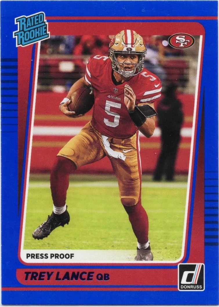 Trey Lance 2021 Panini Donruss Rated Rookie  Press Proof Blue #254 (RC)