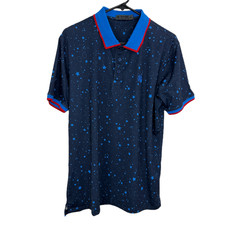 G/Fore Polo Shirt Mens Medium Blue Red Stars Performance Preppy Golf PHX CC EUC
