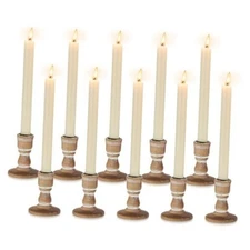 Wooden Taper Candle Holders: Wood Candlestick Holders Rustic 10Pcs Light Brown