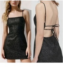 Urban Outfitters Cheetah Print Black Silver Mini Dress Nwot Size Xsmall COCKTAIL