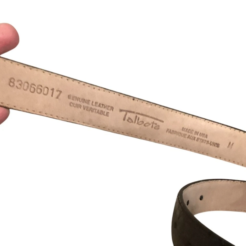 Talbots Womens Alligator Leather Belt M Medium Black Silver Squirrel Raccoon Art - Image 3 of 4