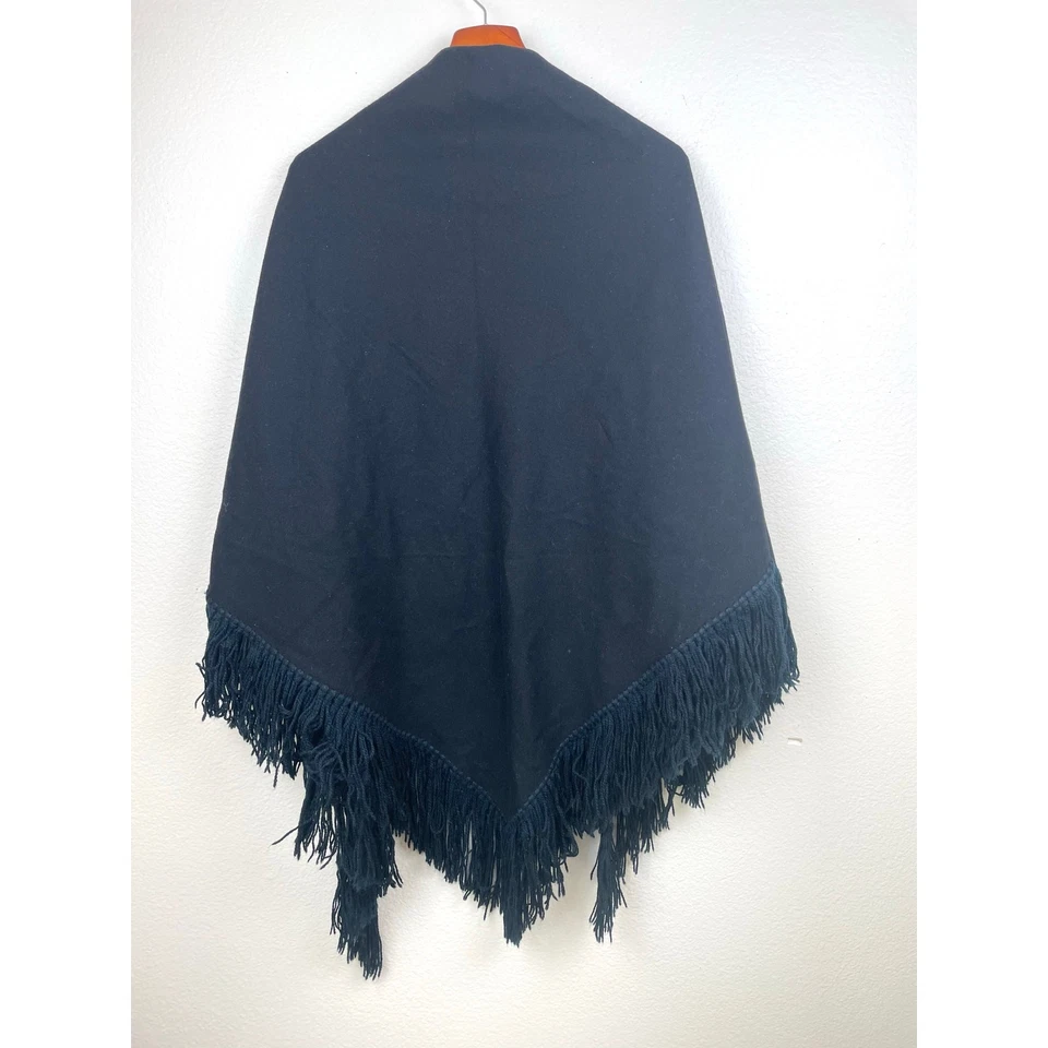 Mantón vintage hecho a mano para mujer XL lana flecos gran tamaño triángulo bruja boho  Foto 2 de 4