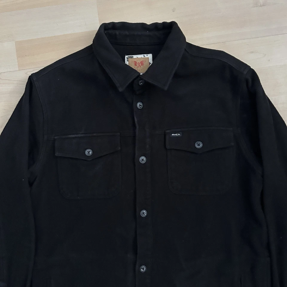 RVCA Archy Men’s Button Shirt Long Sleeve Heavy Black Size M RARE - Image 2 of 4
