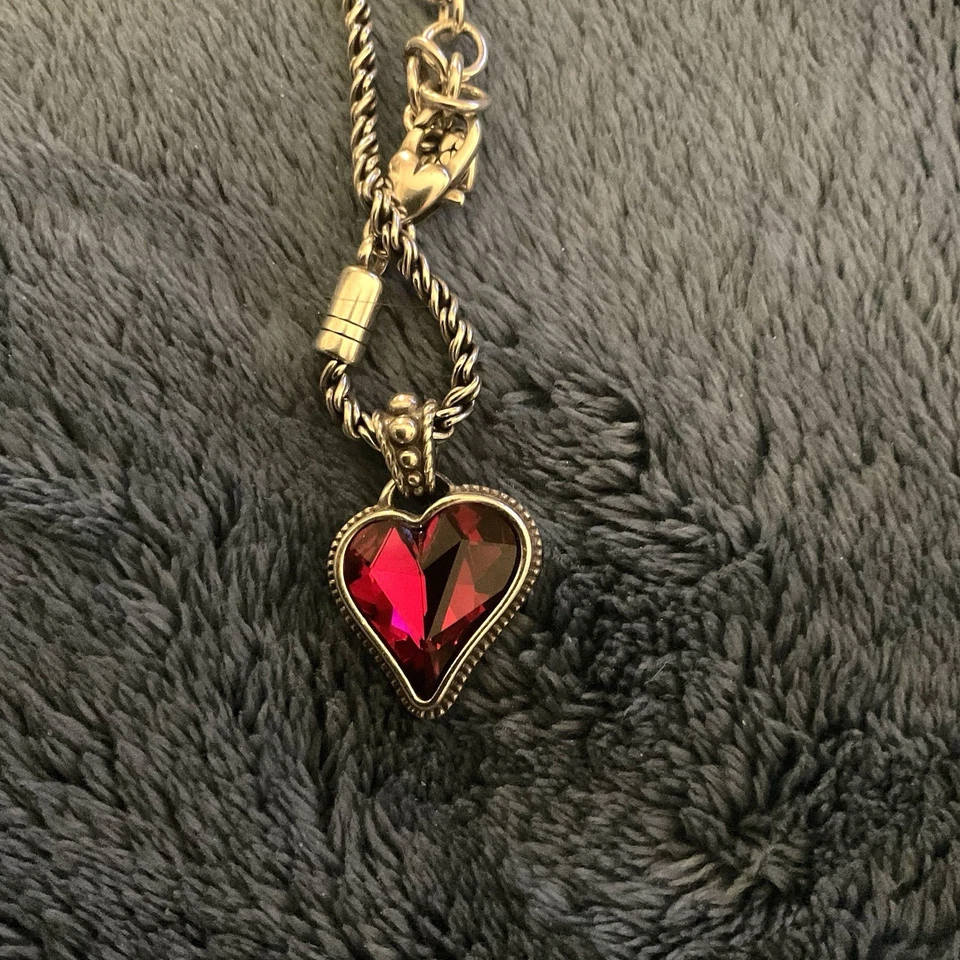 Collar Colgante Brighton Bibi Swarovski Cristal Corazón Azul Plata Reversible