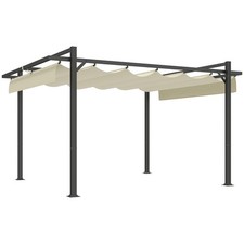 Pergola in alluminio 3 x 4 m, con tetto retrattile - Grigio/Cachi