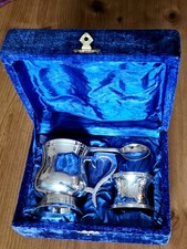 Vintage Silver-plated Christening set with Tankard, Spoon & Napkin Ring