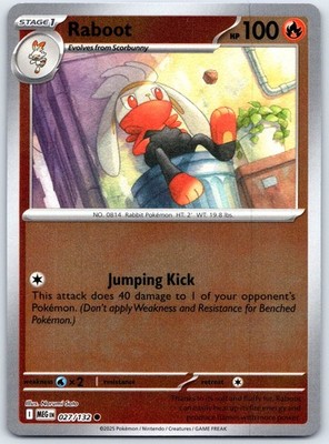 Raboot Reverse Holofoil ME01: Mega Evolution 027/132 NM