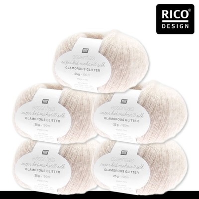 Rico Essentials 5 x 25g Super Kid Mohair Loves Silk Glamorous Glitter Wolle